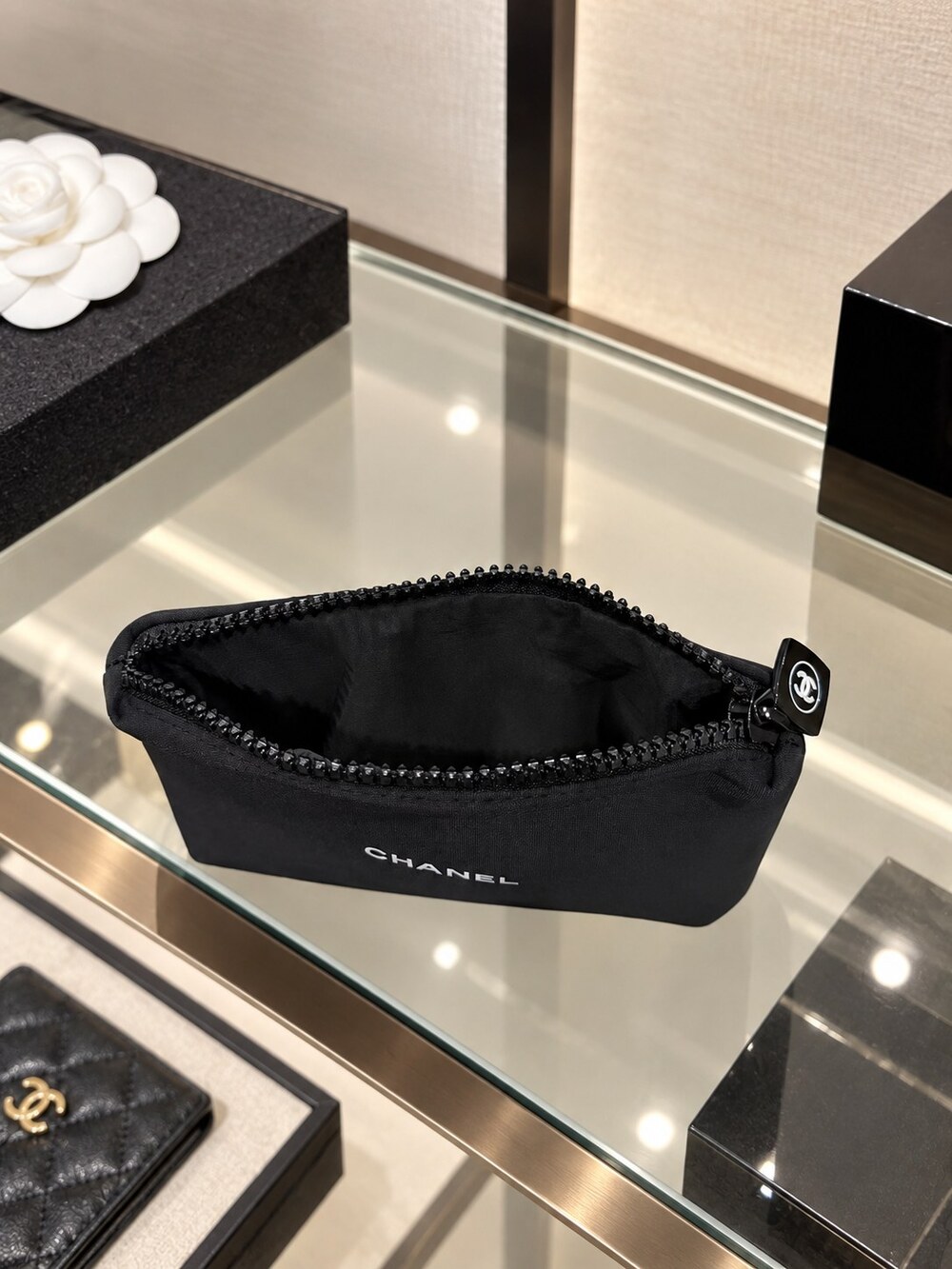 Chanel Black Zip Cosmetic Pouch | Polished Zip-Top Design - Picture 4 of 6